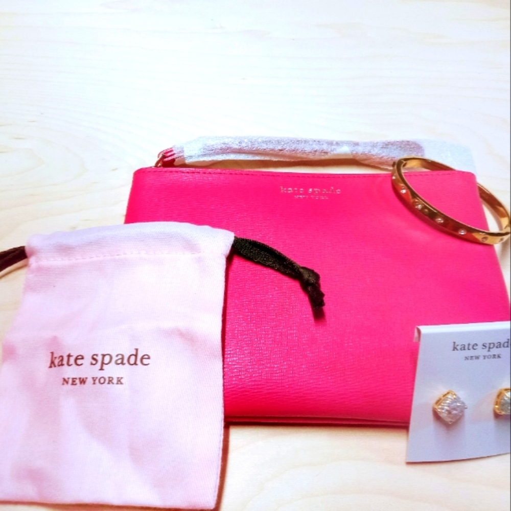 Kate Spade bangle, earrings, and wristlet